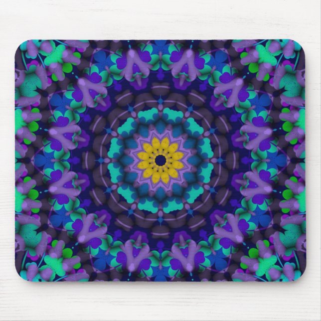 Roxo Blues Sunflower Geométrico Mousepad (Frente)