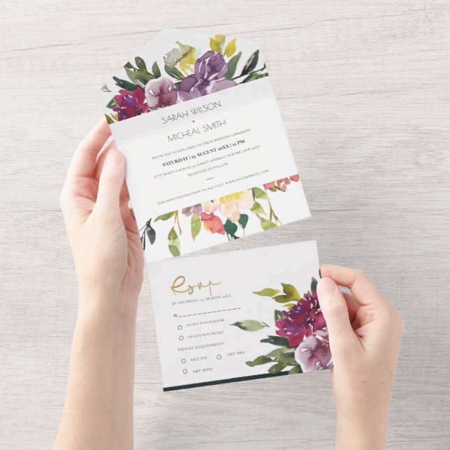 ROXO BORGONHESA ROSA LIMA VERDE FLORAL CASAMENTO (Aba destacável)