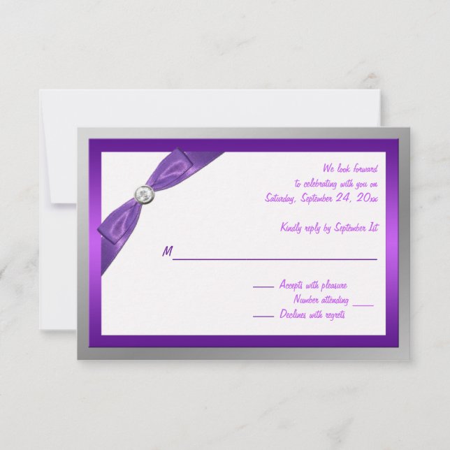 Roxo, Branco e Prata com Cartão de Resposta de Cri (Frente)
