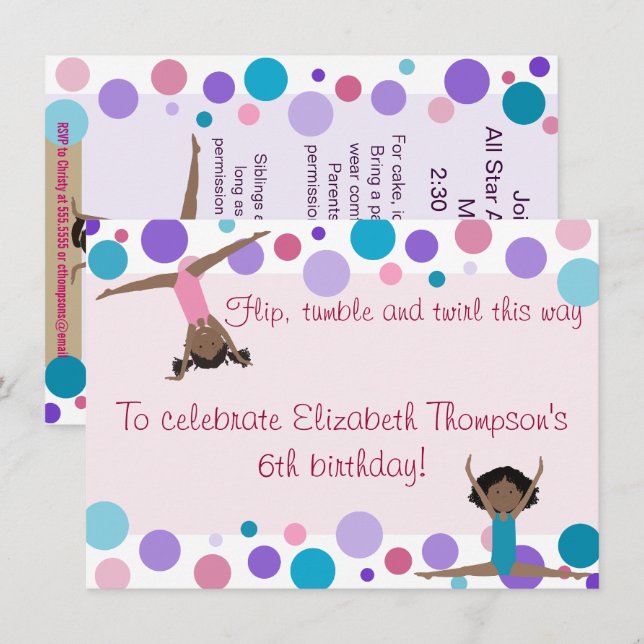 Roxo, cerceta e rosa do convite de festas da (Frente/Verso)