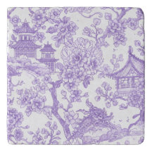 Roxo Chinoiserie Toile Dragão Flor de Cerejeira
