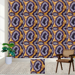 Roxo com Azulejo de Cristal Geodo Ametist Dourado