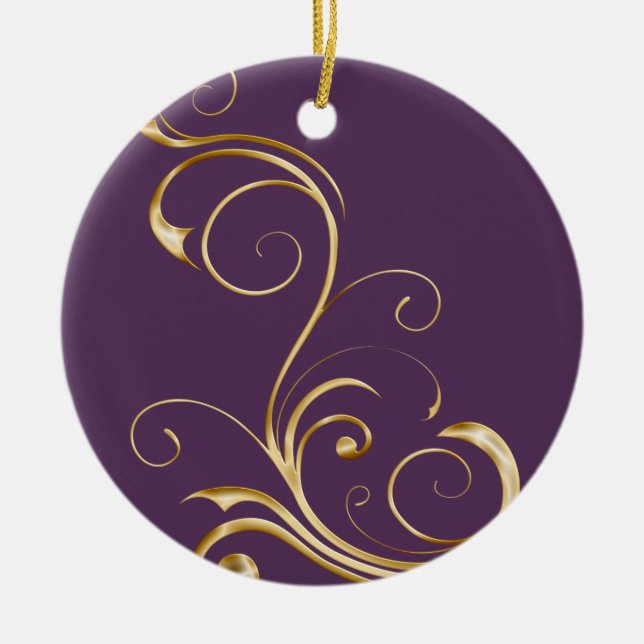 Roxo com Enfeites de natal de espiral Dourada Orna (Frente)
