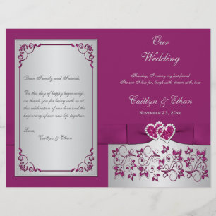 Roxo, corações florais da prata que Wedding o