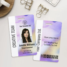 Roxo de Crachá de ID de funcionário corporativo pe