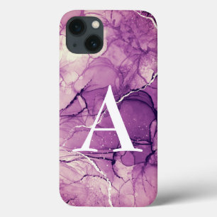 Roxo de Tinta Monograma Abstrato Feminino