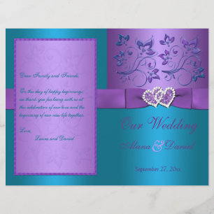 Roxo do programa   do casamento, corações florai