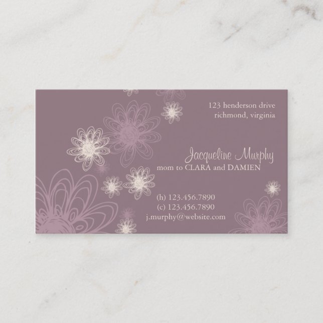 Roxo do Scribble da flor • Cartão de visita das (Frente)