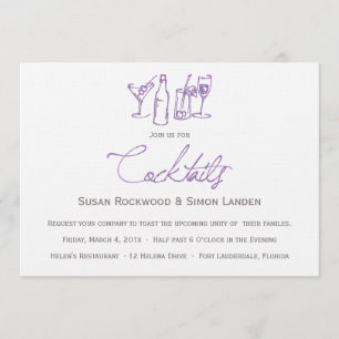 Roxo dos convites do cocktail do casamento