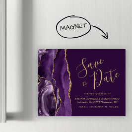 Roxo Dourado Ágata Ameixa Magnético Save the Date