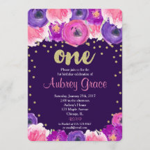 roxo e convite do aniversário do ouro primeiro