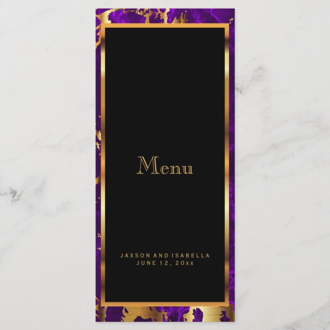 Roxo e Dourado Marble - Menu (Frente)