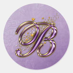 Roxo e etiqueta Dourado do monograma B do brilho