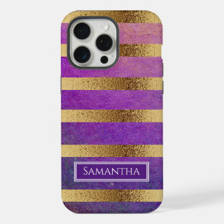 Roxo e Listras Douradas Metálicas
