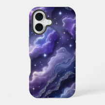 Roxo e Nebulosa Azul com Estrelas Glitter