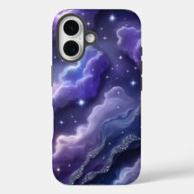 Roxo e Nebulosa Azul com Estrelas Glitter