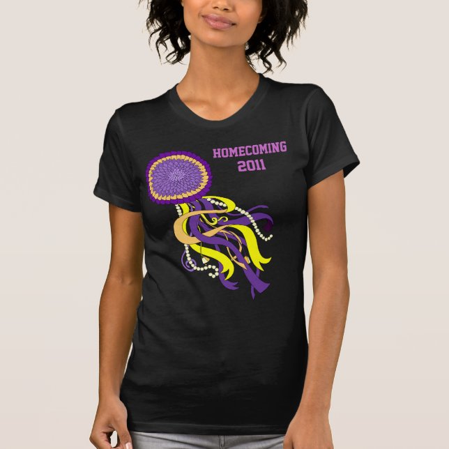 Roxo e ouro do t-shirt das senhoras da mãe do (Frente)