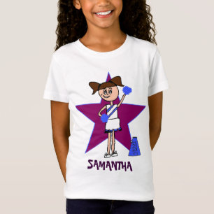 Roxo e t-shirt personalizado azul do cheerleader