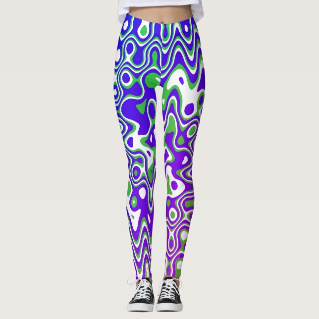 [Roxo e Verde] Anilhas Leggings Op-Art (Frente)