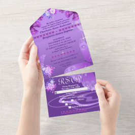 Roxo Elegante Floral & Borboletas 