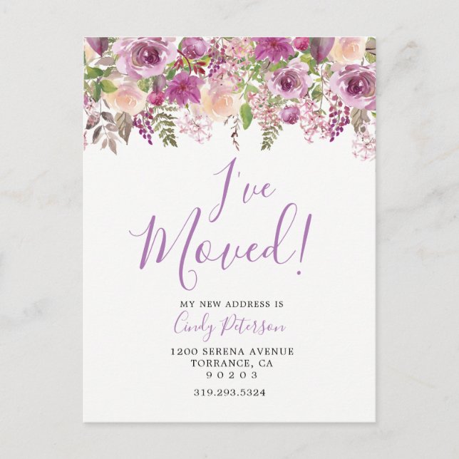 Roxo Eu Me Mudei | Cartão Postal de Anúncio de Mud (Frente)