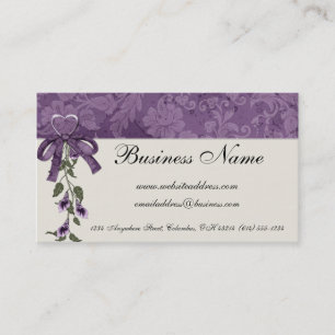 Roxo floral com os cartões de visitas do coraçã