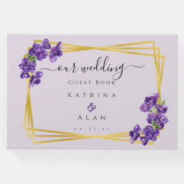 Roxo Fundo Violetas Lavanda Livro de Visitas de Ca