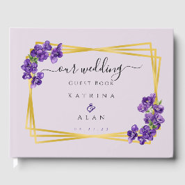 Roxo Fundo Violetas Lavanda Livro de Visitas de Ca