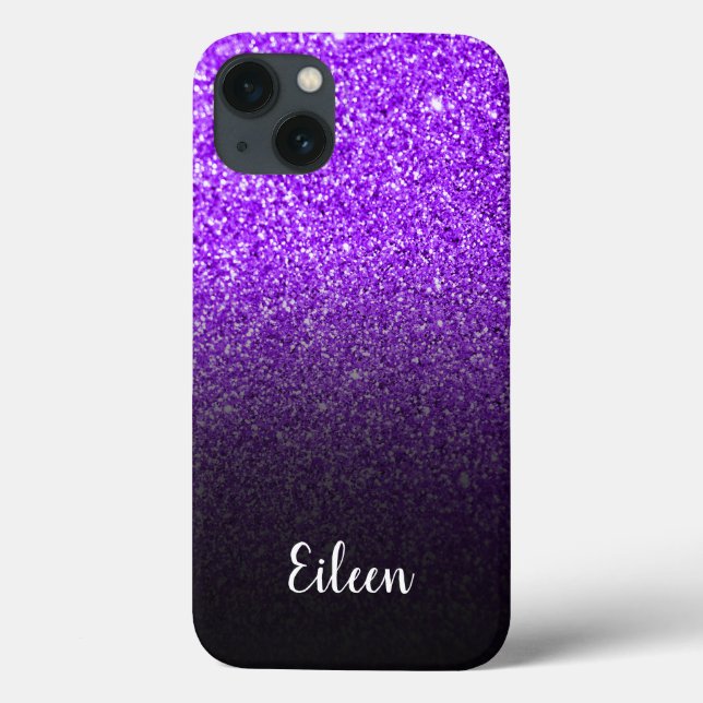 Roxo Glitter Preto Ombre Feminino Personalizado (Verso)