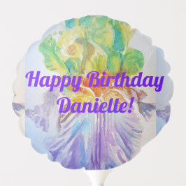 Roxo Iris Watercolor Balão de Aniversário Feliz