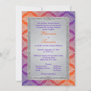 Roxo, Laranja, Convite de casamento Luminoso FAUX