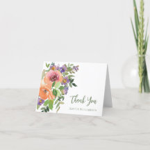 Roxo Laranja Floral Convite de Chá de Noiva Dobrad