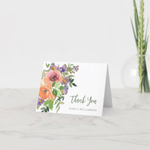Roxo Laranja Floral Convite de Chá de Noiva Dobrad