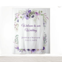 Roxo Lavanda & Brancas Anêmonas Floral | Tapeçaria