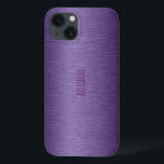 Roxo Metálico Monograma Roxo Bruto Alumínio<br><div class="desc">Tonalidades roxas profundas parecem de alumínio escovado metálico. Disponível em outros produtos e 8 cores diferentes. Monograma personalizável e opcional</div>
