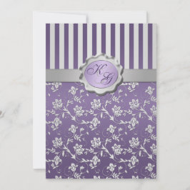 Roxo Monograma, Cinza Floral Strike Convite