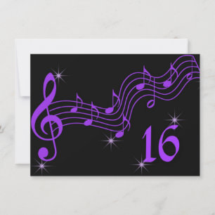 Roxo Music Notes Doce 16 Convite