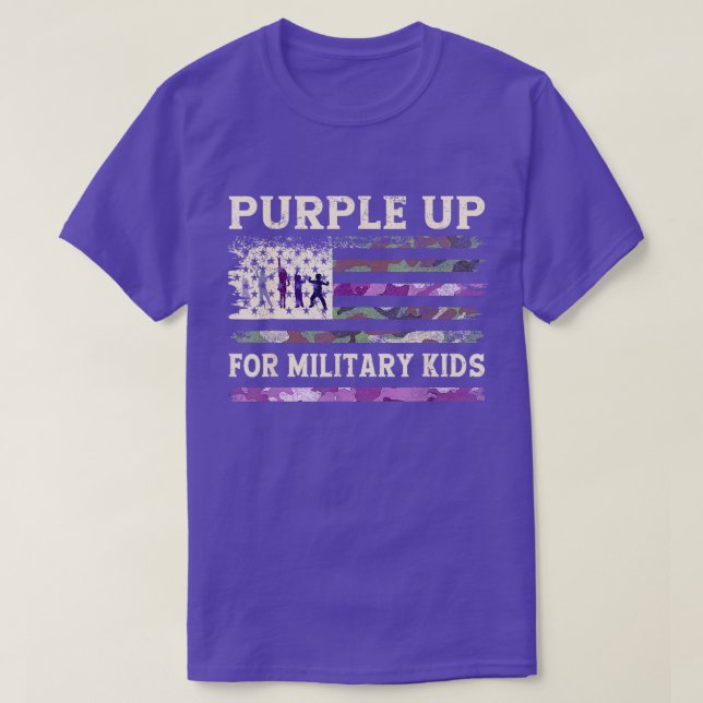 Roxo Para Crianças Militares - Camisa De Bandeira  (Frente do Design)