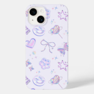 Roxo Pastel Holográfico Y2K Kitsch Padrão Jelly