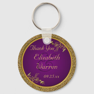 Roxo real, chaveiro floral Dourado do favor do