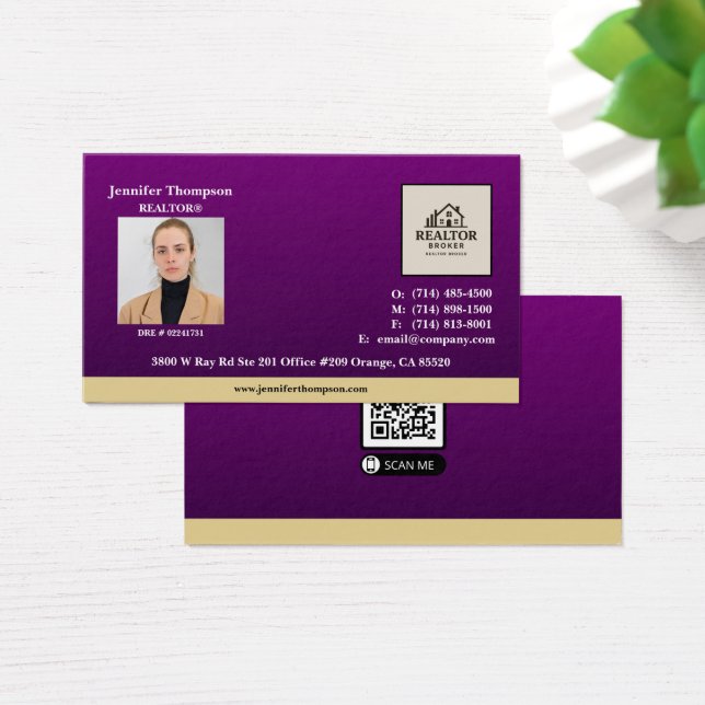 Roxo Real com Cartão de visita de Íman de Destaque (Mesa)