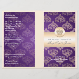 Roxo real da coroa do programa do casamento