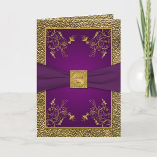 Roxo Real e Cartões de agradecimentos Dourado
