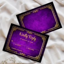Roxo Real e Dourado Quadro Deco Casamento RSVP