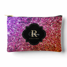 Roxo Rosa Dourado Glittery Brilho Nome Monograma 