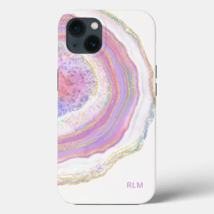 Roxo rosa e dístico Dourado com monograma