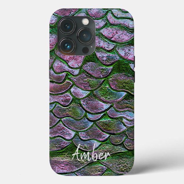 Roxo Rosa Verde Padrão Metálico Personalizado (Verso)