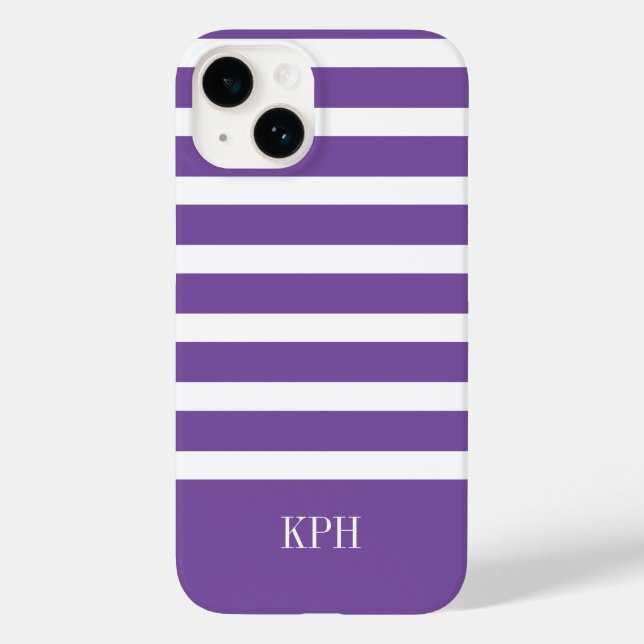 Roxo roxo e branco moderno com monograma (Verso)