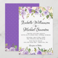 Roxo Russo e Creme Convite Floral para Casamento