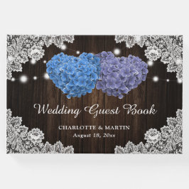 Roxo Rústico e Livro de Convidados de Casamento Fl